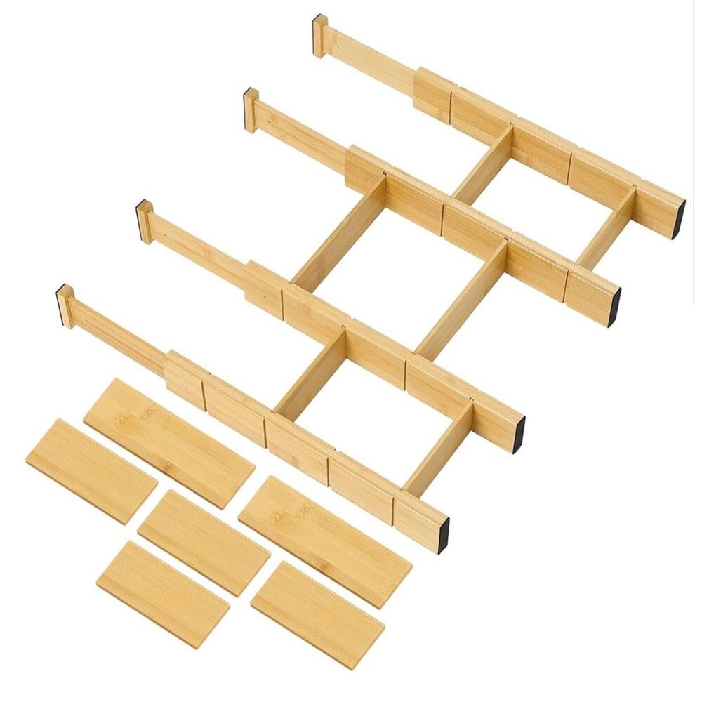 Bamboo drawer dividers 4 pack